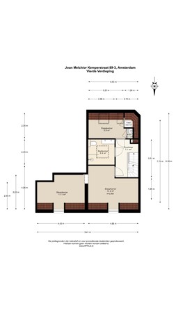 Floorplan - Joan Melchior Kemperstraat 89-3, 1051 TL Amsterdam